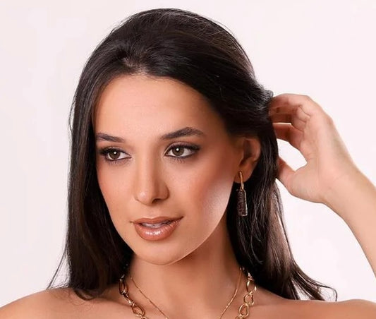 18K gold-plated drop earring with natural geode stone