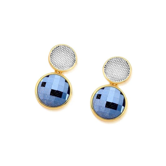 18K gold-plated dangle earrings with pearlized sodalite or porcelain