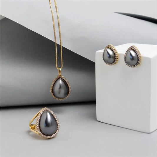 18K gold-plated set with natural pearls