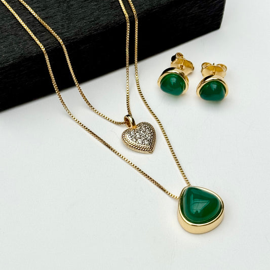18K gold-plated earrings and necklace set