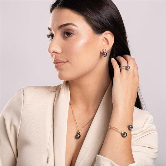 18K gold-plated set with natural pearls