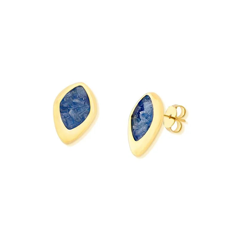 18K gold-plated stud earrings with natural gemstones