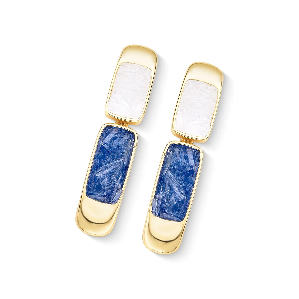 18K gold-plated dangle earrings with fragmented gemstones