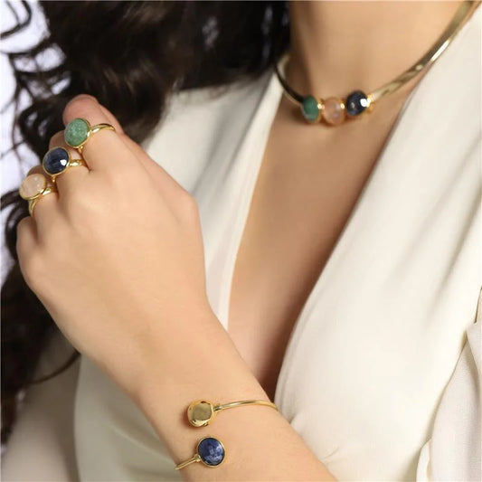 18K gold-plated bracelet with pearl star stone