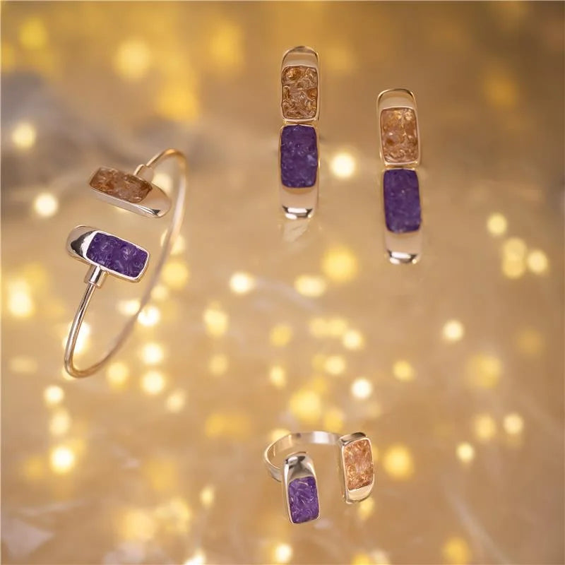 18K gold-plated bracelet with blue kyanite gemstone