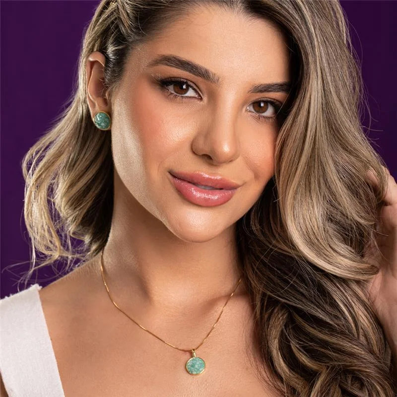 18K gold-plated set with earring & necklace