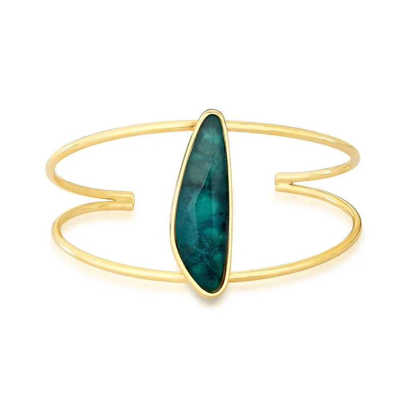 18K gold-plated bracelet with emerald gemstone