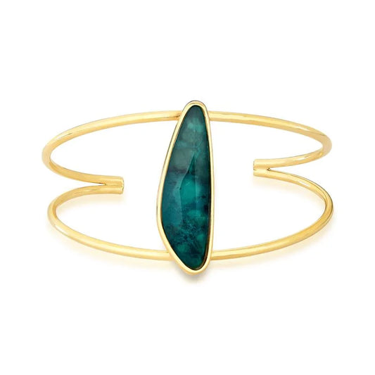 18K gold-plated bracelet with emerald gemstone