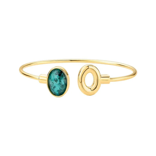 18K gold-plated bracelet with emerald gemstone