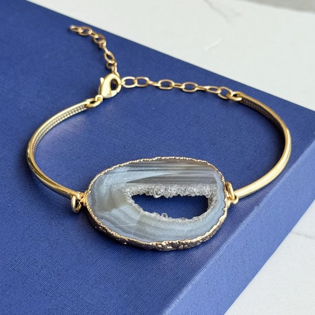 18K gold-plated bracelet with geode stone