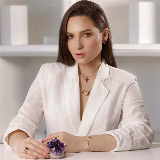 18K Gold-Plated Amethyst Cross Necklace – Venetian Chain, Minimalist Spiritual Jewelry