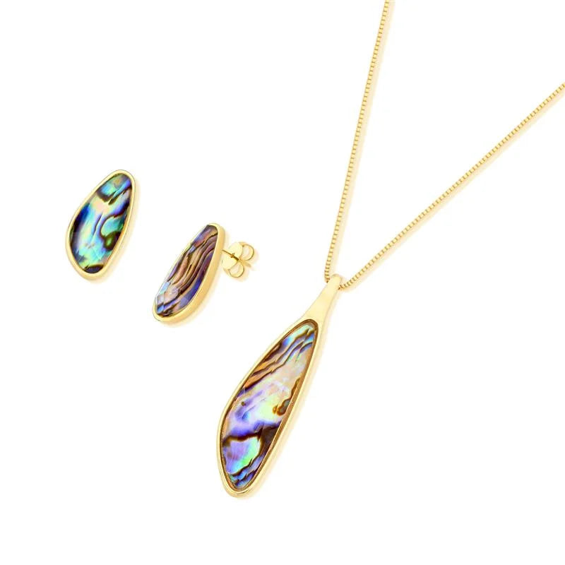 18K gold-plated set of earrings and necklace