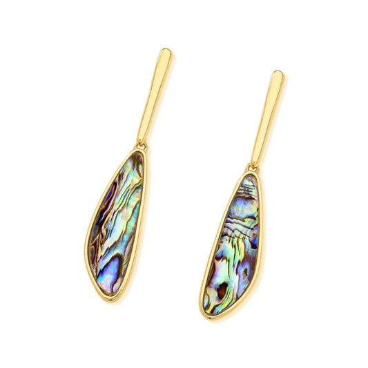 18K gold-plated dangle earrings with abalone gemstone