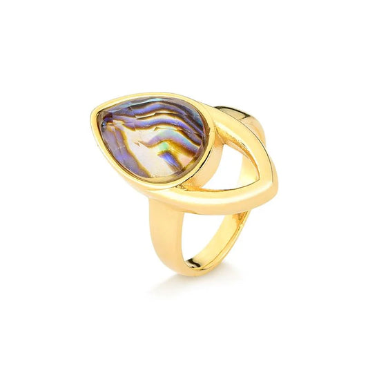 18K Gold-plated ring with abalone gemstone