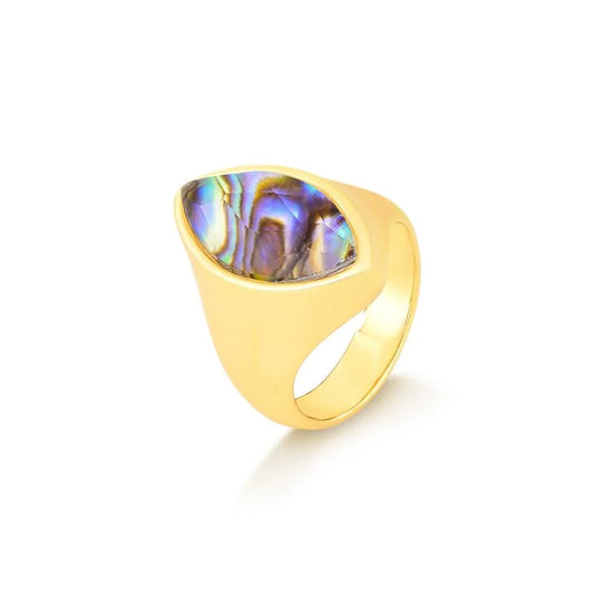 18K Gold-plated ring with abalone gemstone