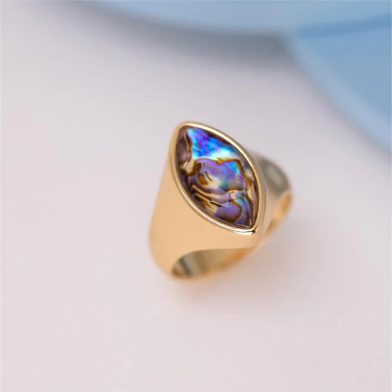18K Gold-plated ring with abalone gemstone
