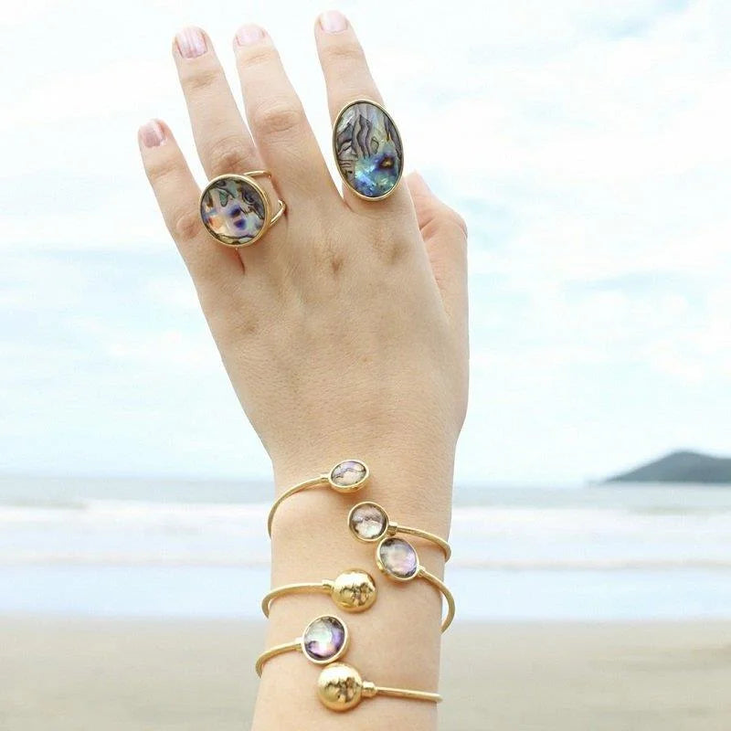 18K gold-plated bracelet with abalone stone