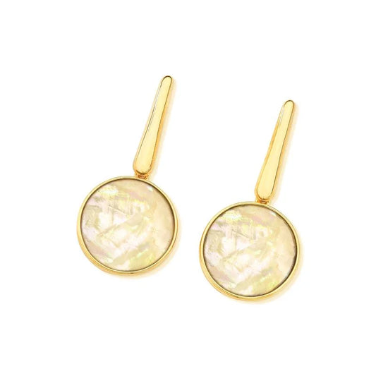 18K gold-plated drop earrings with sea opal nautilus gemstone