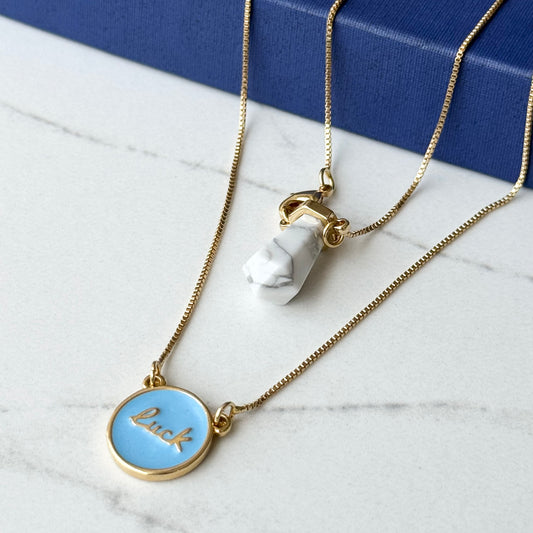 18K gold-plated necklace with pendant with prism-shaped pendant