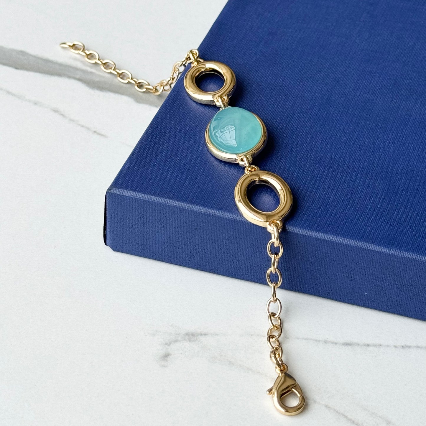 18K gold-plated bracelet with natural gemstone