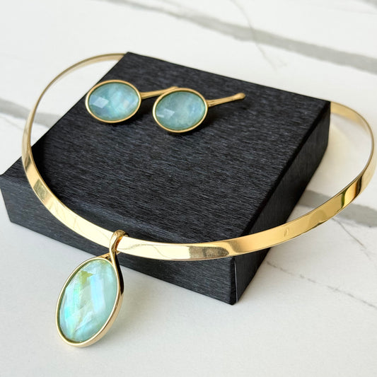 18K gold-plated earrings and necklace set