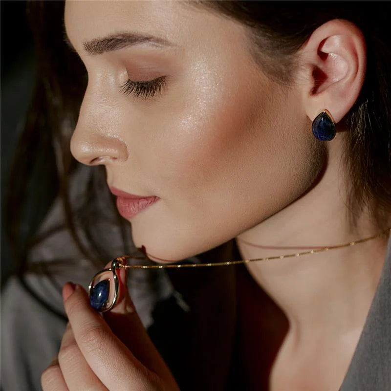 18K gold-plated set of earrings and necklace