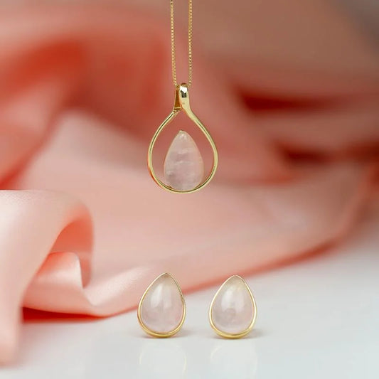 18K gold-plated set of earrings and necklace