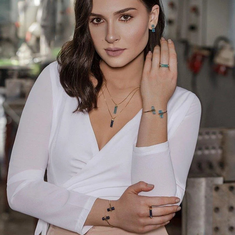 18K Gold-plated set featuring earrings and a pendant