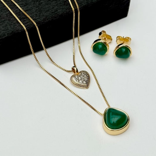 18K gold-plated earrings and necklace set