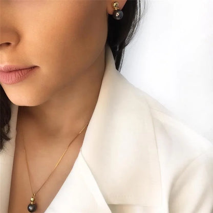 18K gold-plated jewelry set with natural pearls