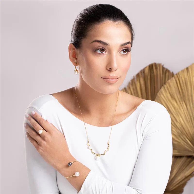 Necklace & Earrings Set with White Pearls — Elegant 18K Gold‑Plated Jewelry Set