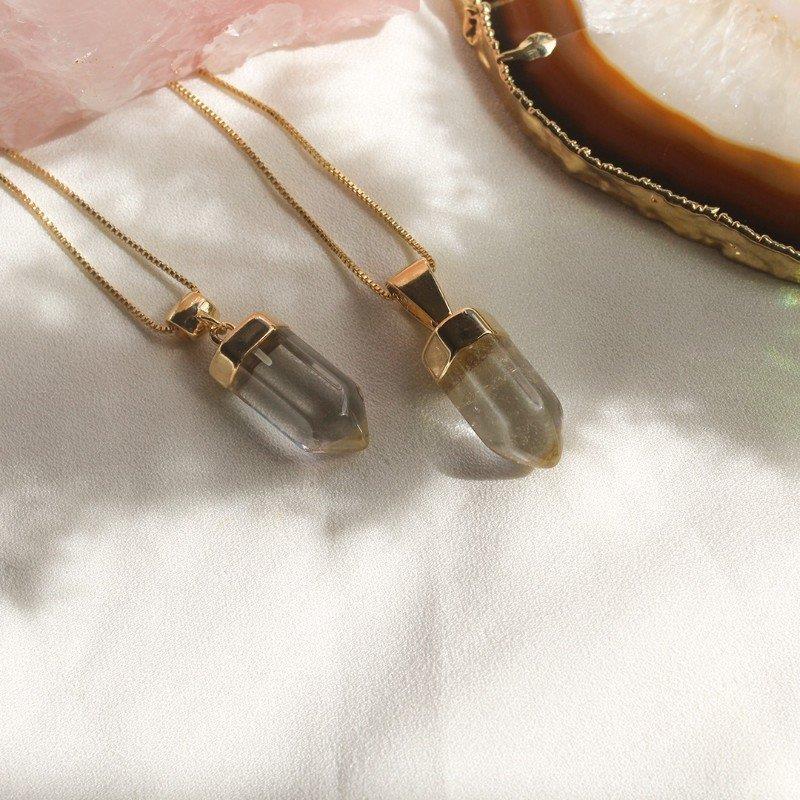 Gold Prism Stone Pendant Necklace for Women – Venetian Chain with Extender