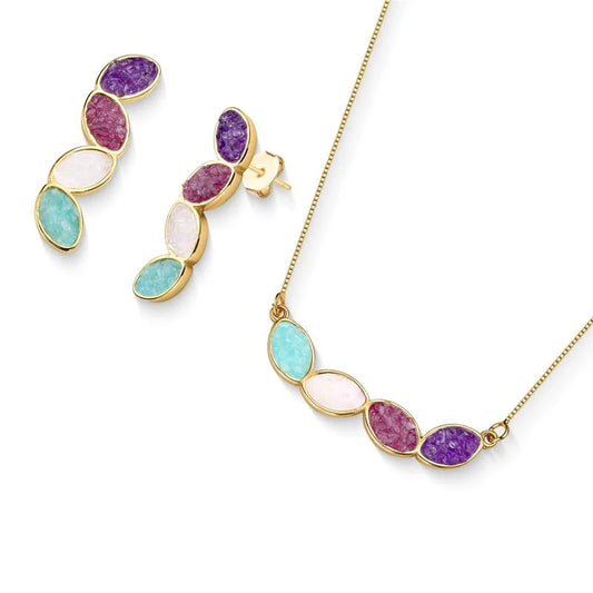 18K gold-plated set with earrings and necklace