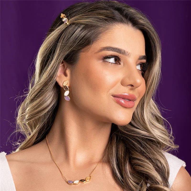 18K gold-plated set with earrings and necklace