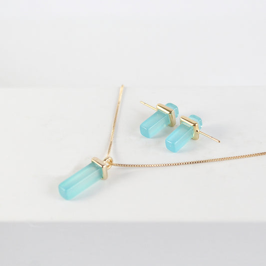 18K Gold-plated set featuring earrings and a pendant