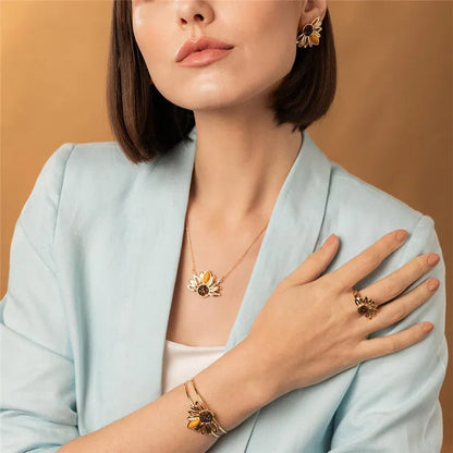 Sunflower Jewelry Set for Women – 18K Gold-Plated