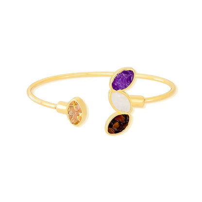 18K Gold-Plated Open Bangle Bracelet with Fragmented Gemstones