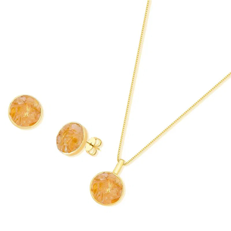 18K gold-plated set with earring & necklace