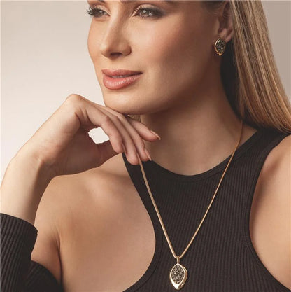 18K gold-plated set of earrings and necklace with green amazonite