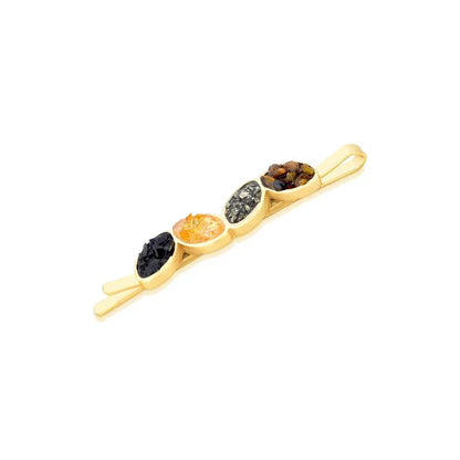 Leaf Hair Clip with Fragmented Gemstones – Nature-Inspired Accessory for Women