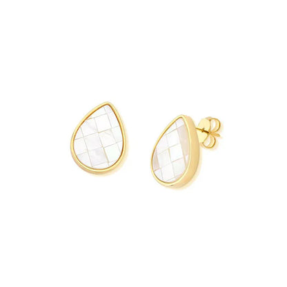 18K Gold-Plated Mother of Pearl Teardrop Earrings | Mosaic Gemstone
