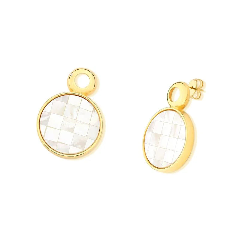 18K gold-plated drop earrings with mosaic mother-of-pearl