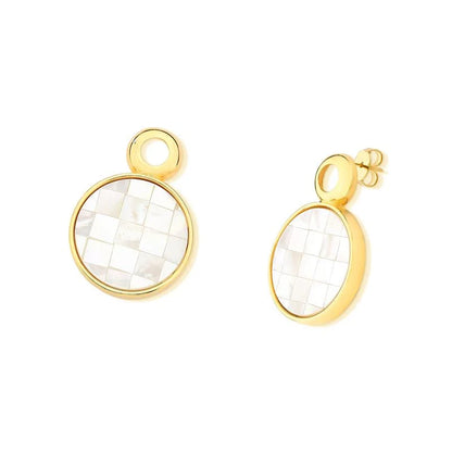 18K gold-plated drop earrings with mosaic mother-of-pearl
