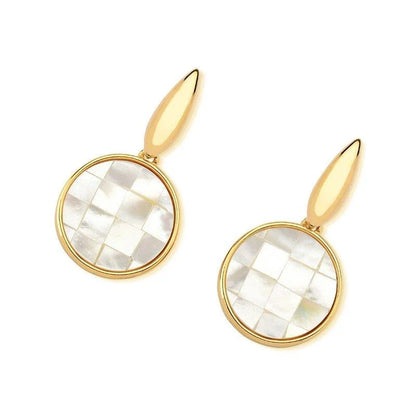 18K gold-plated drop earrings with mosaic mother-of-pearl