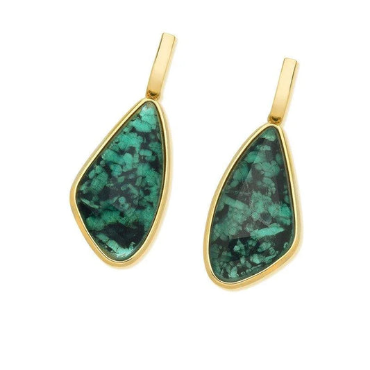 18K gold-plated earrings with emerald gemstone