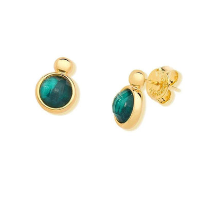 18K gold-plated drop earrings with emerald gemstone