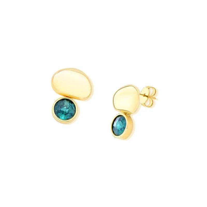 18K gold-plated drop earrings with emerald gemstone