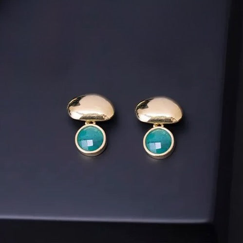 18K gold-plated drop earrings with emerald gemstone