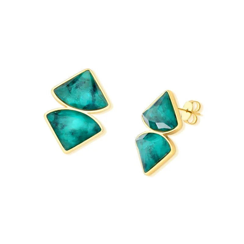 18K Gold-plated drop earrings with emerald gemstone