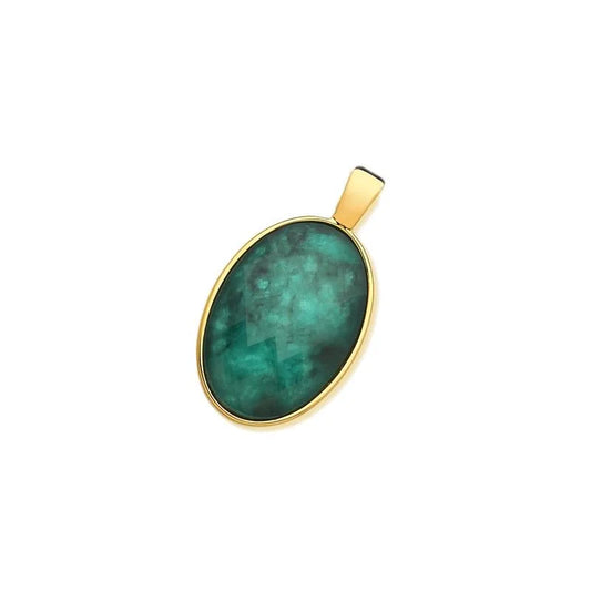 18K gold-plated pendant with emerald gemstone